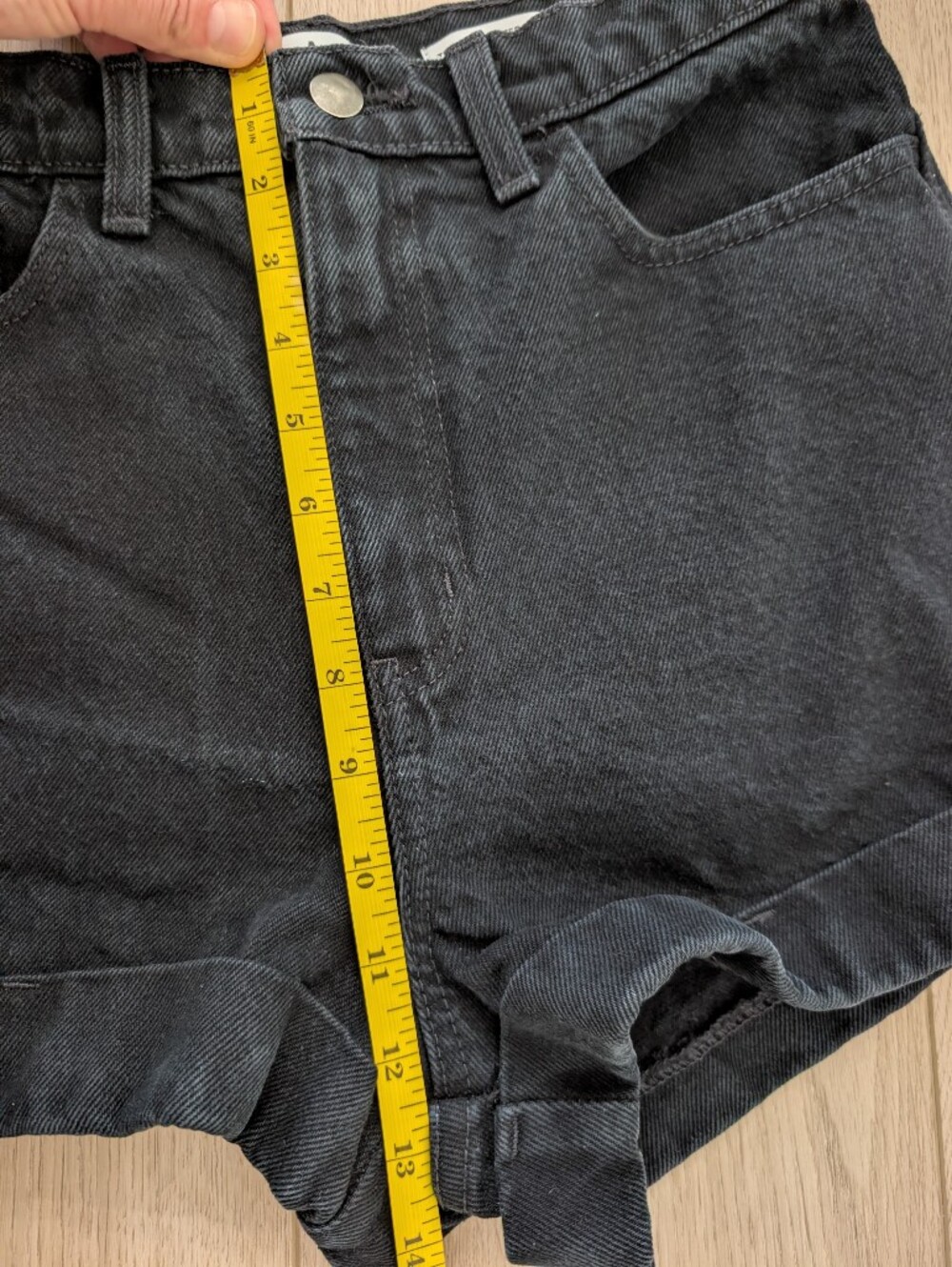 American Apparel Black High-Rise Denim Shorts - Picture 5 of 10